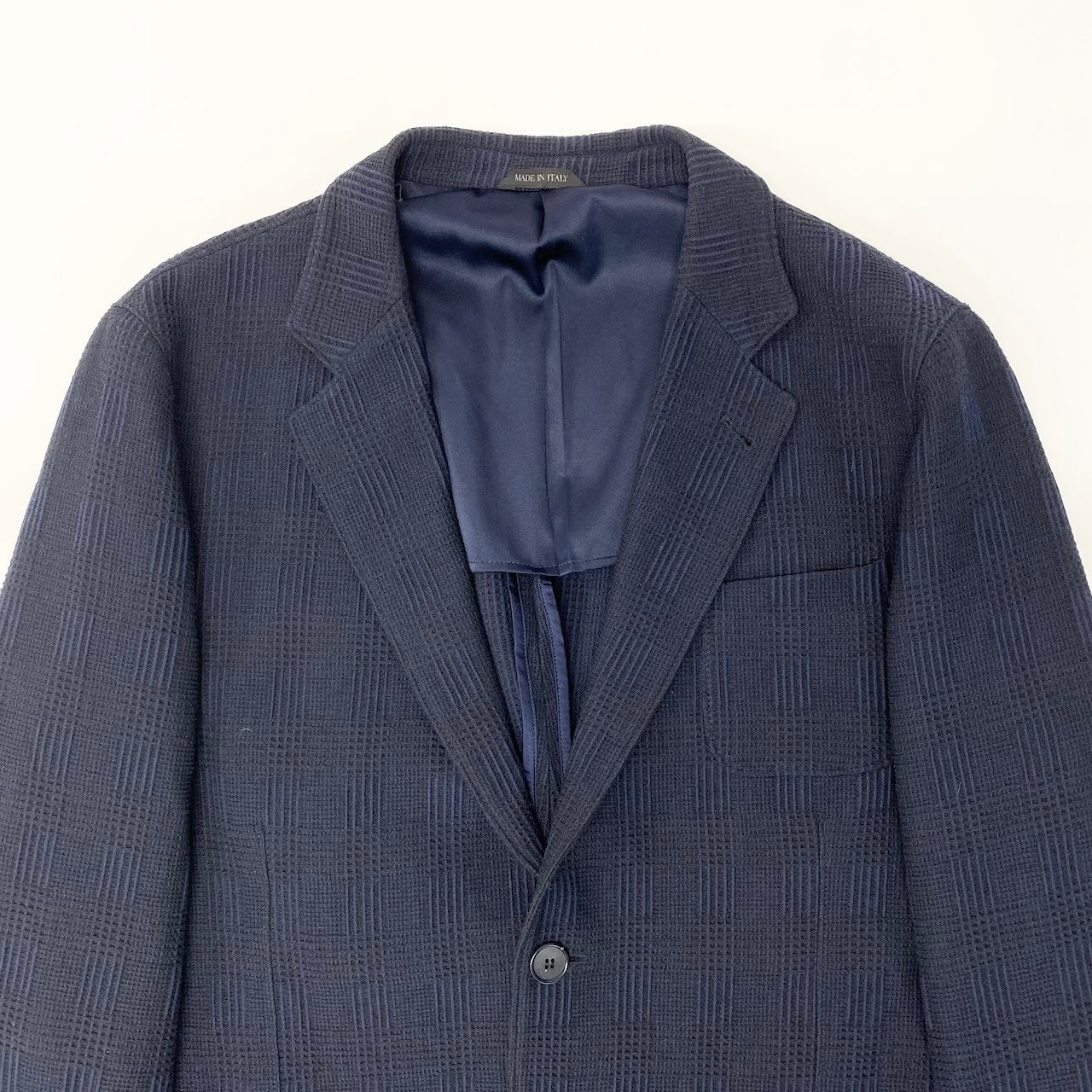 42c26 GIORGIO ARMANI ジョルジオアルマーニ テーラードジャケット  ブレザー チェック柄 アウター 60Rサイズ ネイビー メンズ 大きいサイズu02t