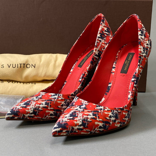 3i30 《美品》 LOUIS VUITTON ルイヴィトン ハイヒールパンプス ポインテッドトゥ 総柄 SC0194 36サイズ レッド マルチカラー レディースt18r