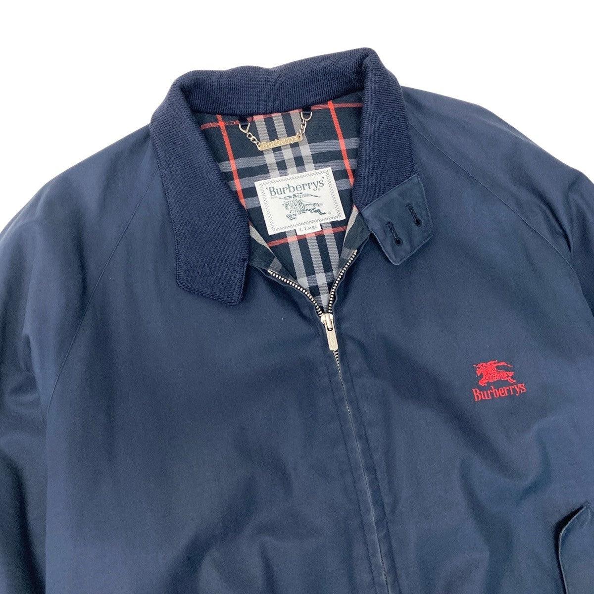 26f16 Burberrys バーバリーズ ハリントンジャケット ブルゾンジャケット アウター Lサイズ ネイビー コットン100％ メンズ 男性用u02t