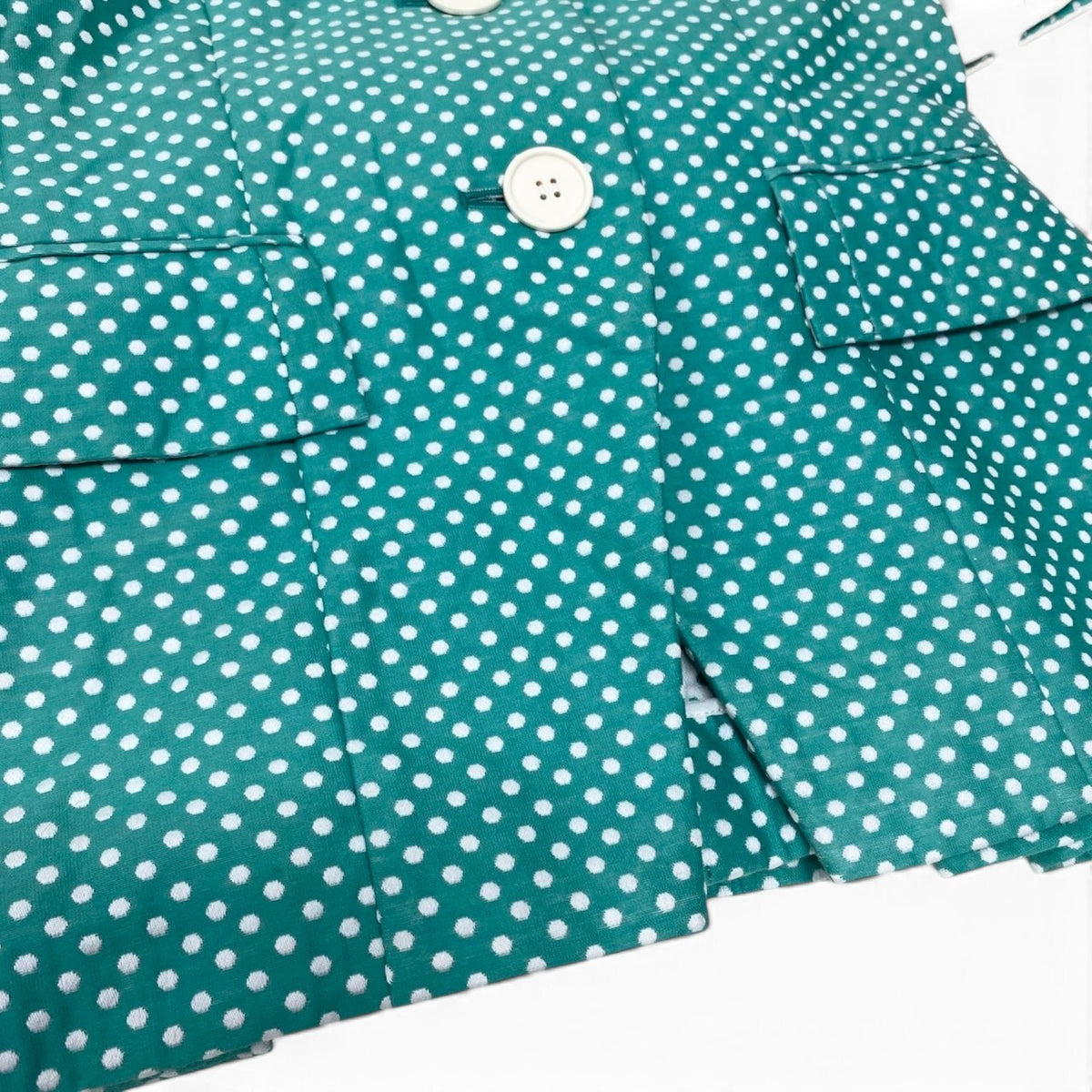 82i15 Christian Dior クリスチャンディオール セットアップスカート レトロ 水玉 ドット柄 ノーカラージャケット サイズ9 グリーン レディースo07t