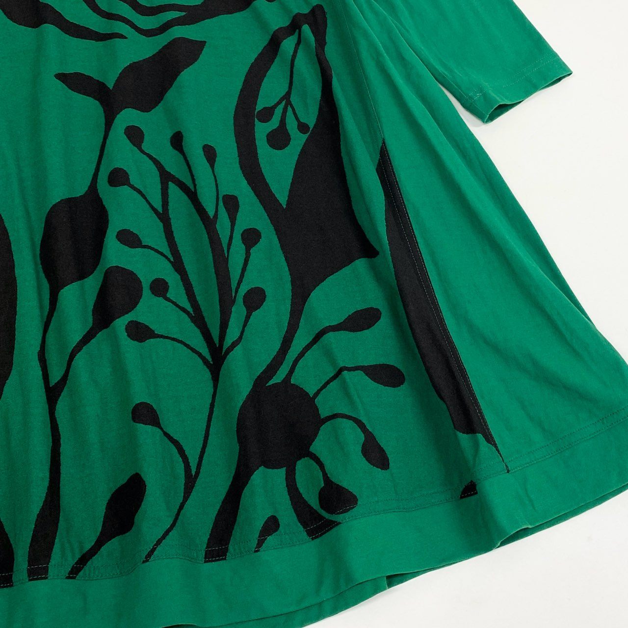 64k19 TOKUKO 1er VOL トクコプルミエヴォル 7分袖ワンピース コットンワンピース 膝上 ビッグプリント レディース 女性用 9 グリーン 綿100％u02t