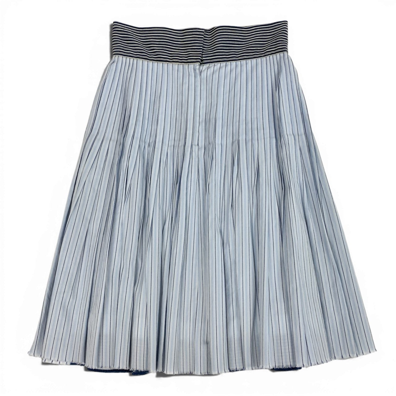 Cb9 《美品》 CHANEL シャネル 2008 クルーズライン タックプリーツスカート フレアスカート P32213 34 ブルー コットン レディースta1