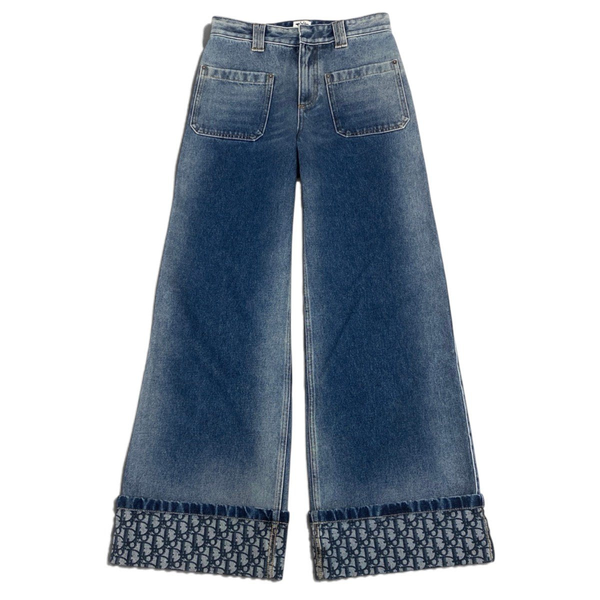 h31 【美品】Christian Dior オブリーク バギーデニムパンツ 38サイズ インディゴ コットン100％ レディース 女性用k02i