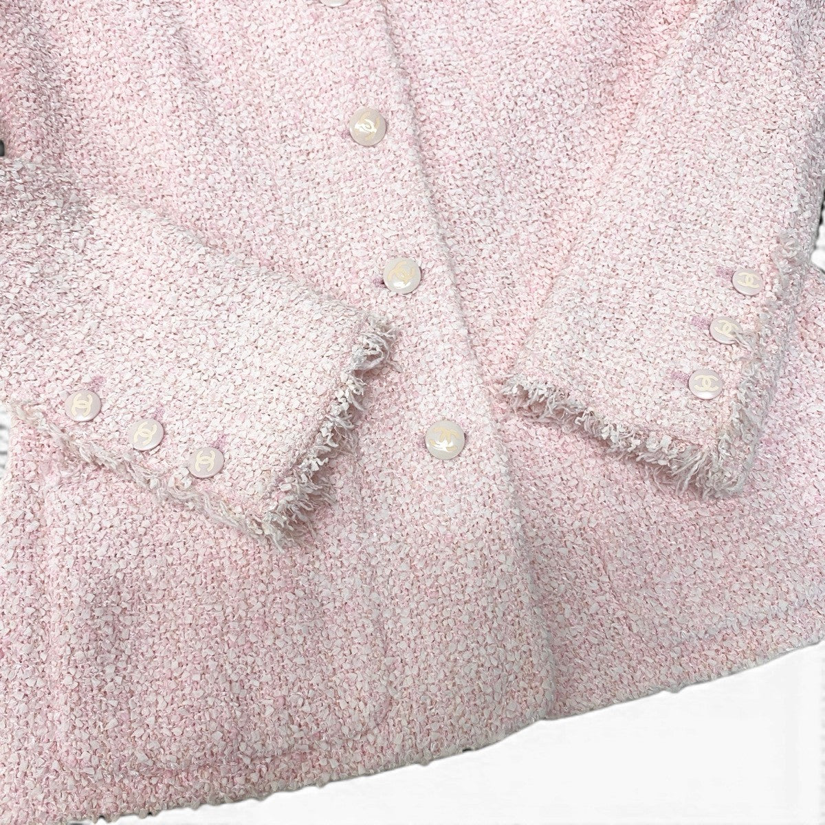 Cf11 CHANEL シャネル 04C ファンシーツイード テーラードジャケット ココマーク P22696 サイズ40 ピンク レディース 女性用ta1
