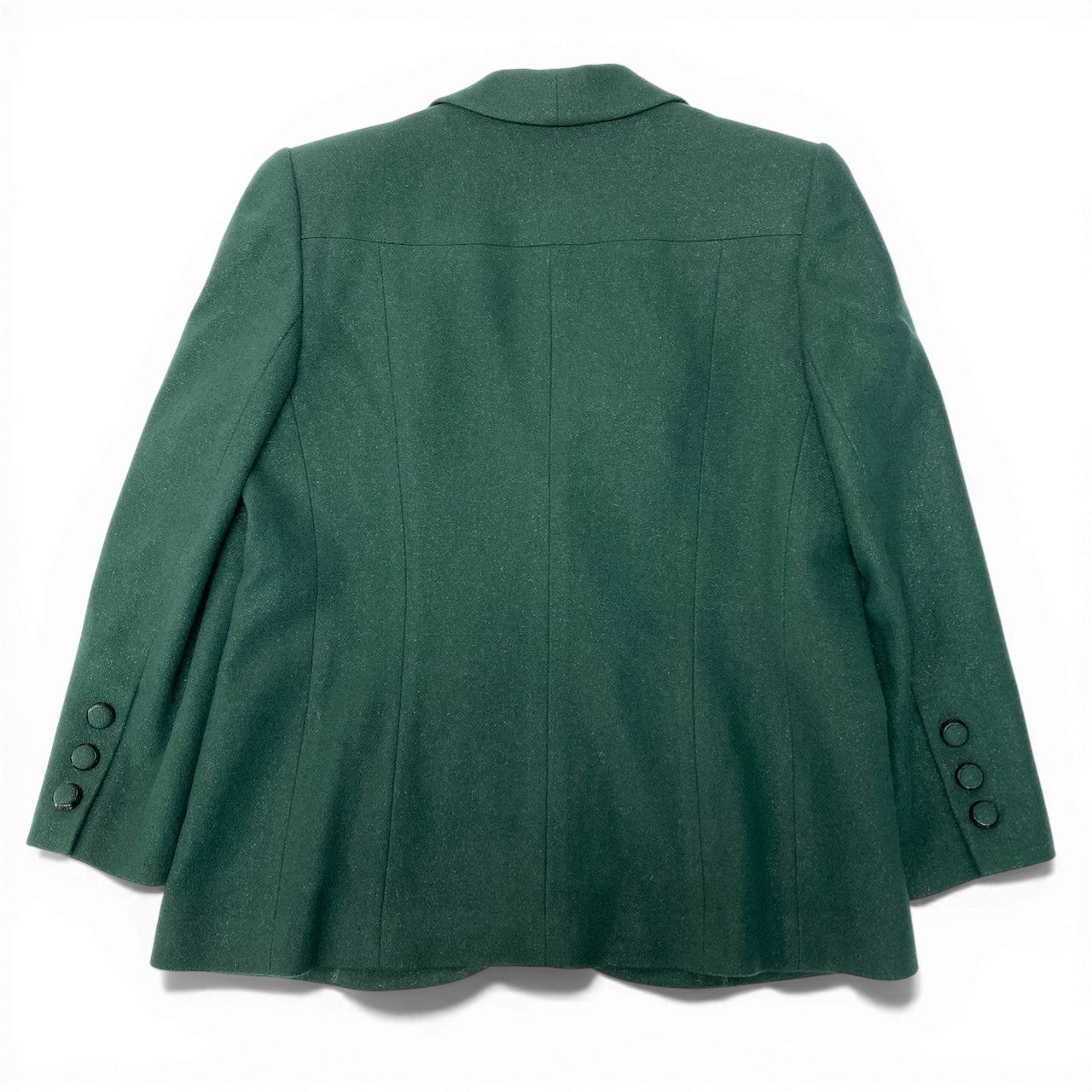 48c18【美品】 GLAMOUR by GIVENCHY ジバンシィ テーラードジャケット ウールジャケット 裏地総柄 レディース 女性服 サイズ42 グリーンu02t