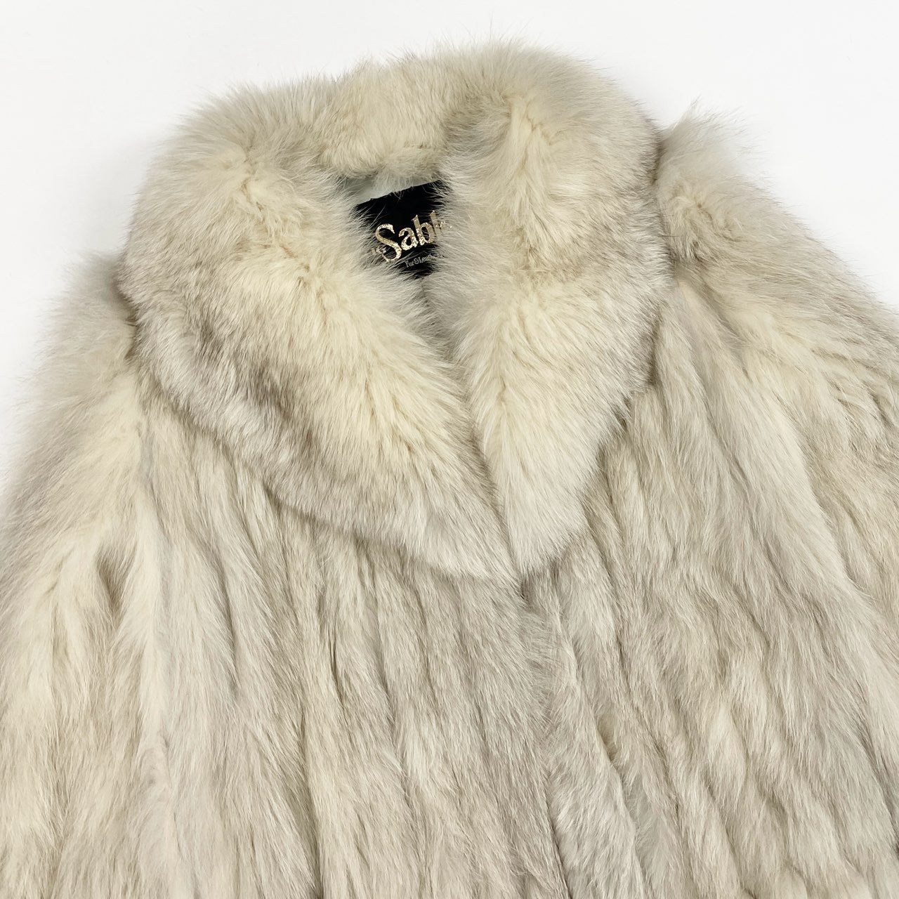 83L10 MG Sable エムジー セーブル ブルーフォックス ファーコート サイズ11号 ホワイト 本毛皮 FOX FUR ポケット有t18r