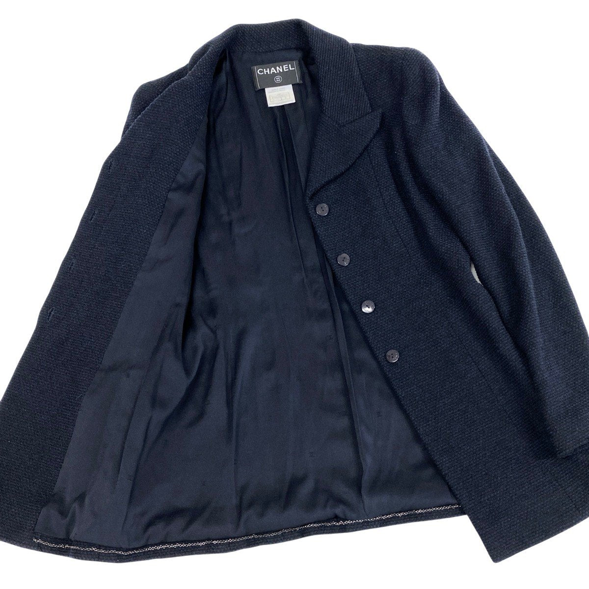 Cj19 CHANEL シャネル 2001年 01C ココマーク ロングジャケット P16814V09124 サイズ36 ブラック レディースo07t