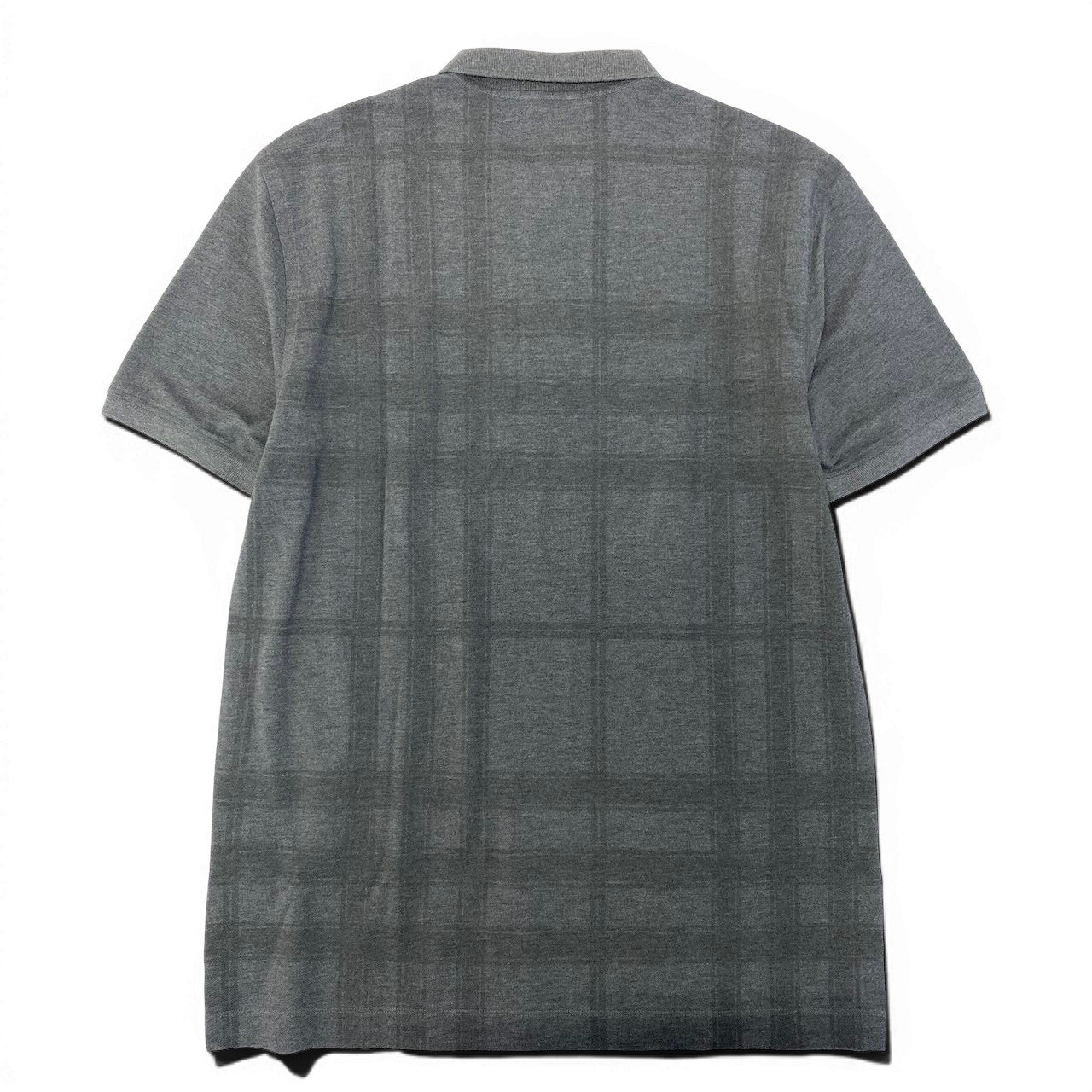 59d28 【未使用タグ付】 BURBERRY LONDON バーバリー 半袖 ポロシャツ コットンシャツ トップス チェック柄 大きいサイズ LL ダークグレー 綿100％ メンズ 紳士服u02t
