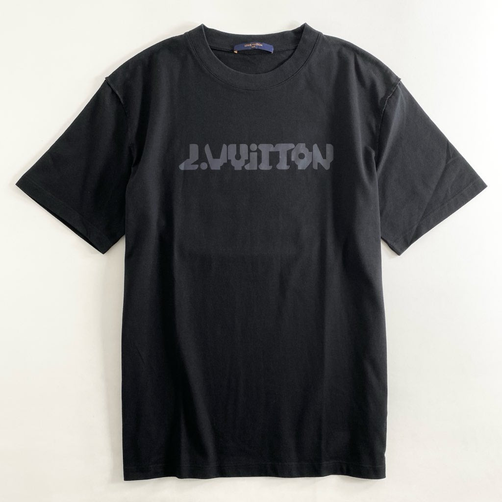 56g2 【美品】 LOUIS VUITTON ルイヴィトン 22SS テルモヒートリアクティブプリントTシャツ クルーネック プリント HMY13W XLサイズ ブラック コットン イタリア製