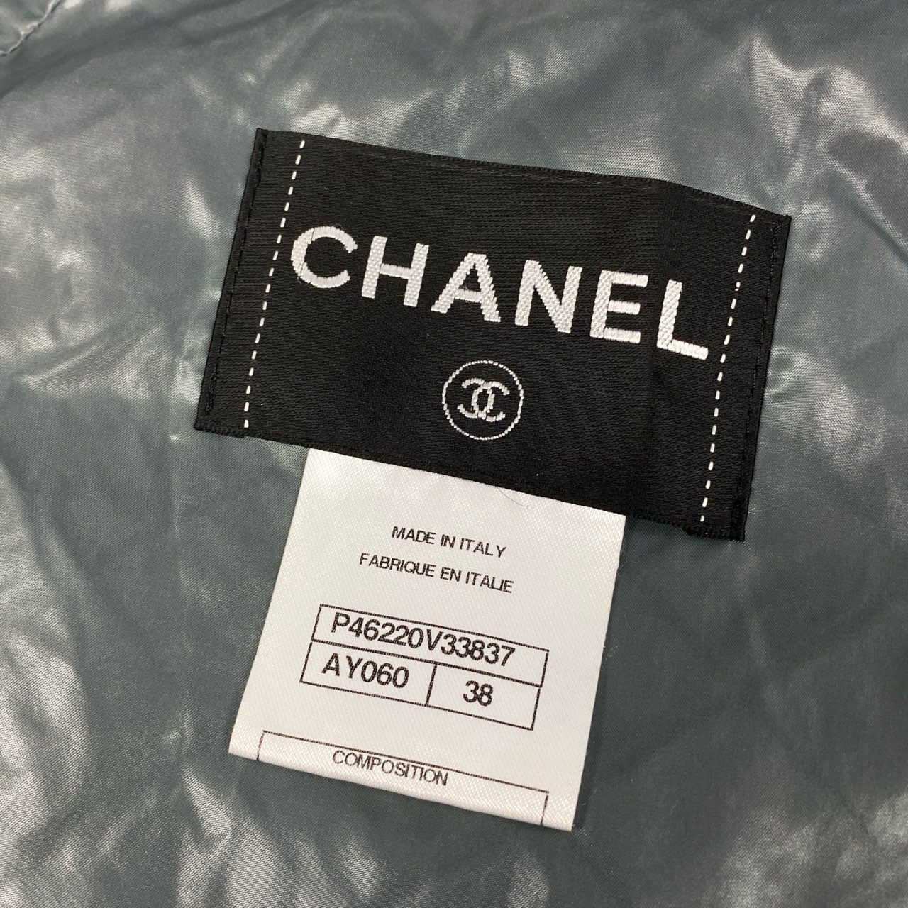 Cb10【美品】CHANEL シャネル 2014 カメリア ココマーク スタンド襟 ジャケットコート P46220V33837 38サイズ ネイビー レディース 女性用k02i