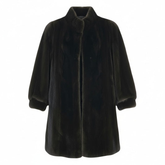 10L15 BLACKGLAMA ブラックグラマ 最高級毛皮 マホガニーミンク ロングコート サイズF ブラック MINK FUR ポケット有t18r