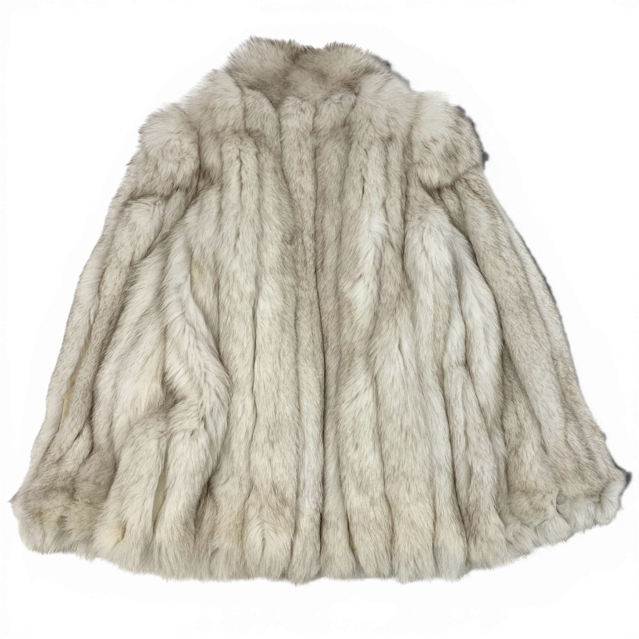 71a15 ブルーフォックス 極厚 ファーコート サイズF ホワイト 本毛皮 Fox Fur Coat ポケット有t18r