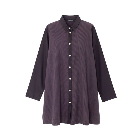 61k28 YACCOMARICARD ヤッコマリカルド ピンタック ロングワンピース ロングスリーブ 薄手 レディース 女性用 2 パープル系 コットン100％u02t