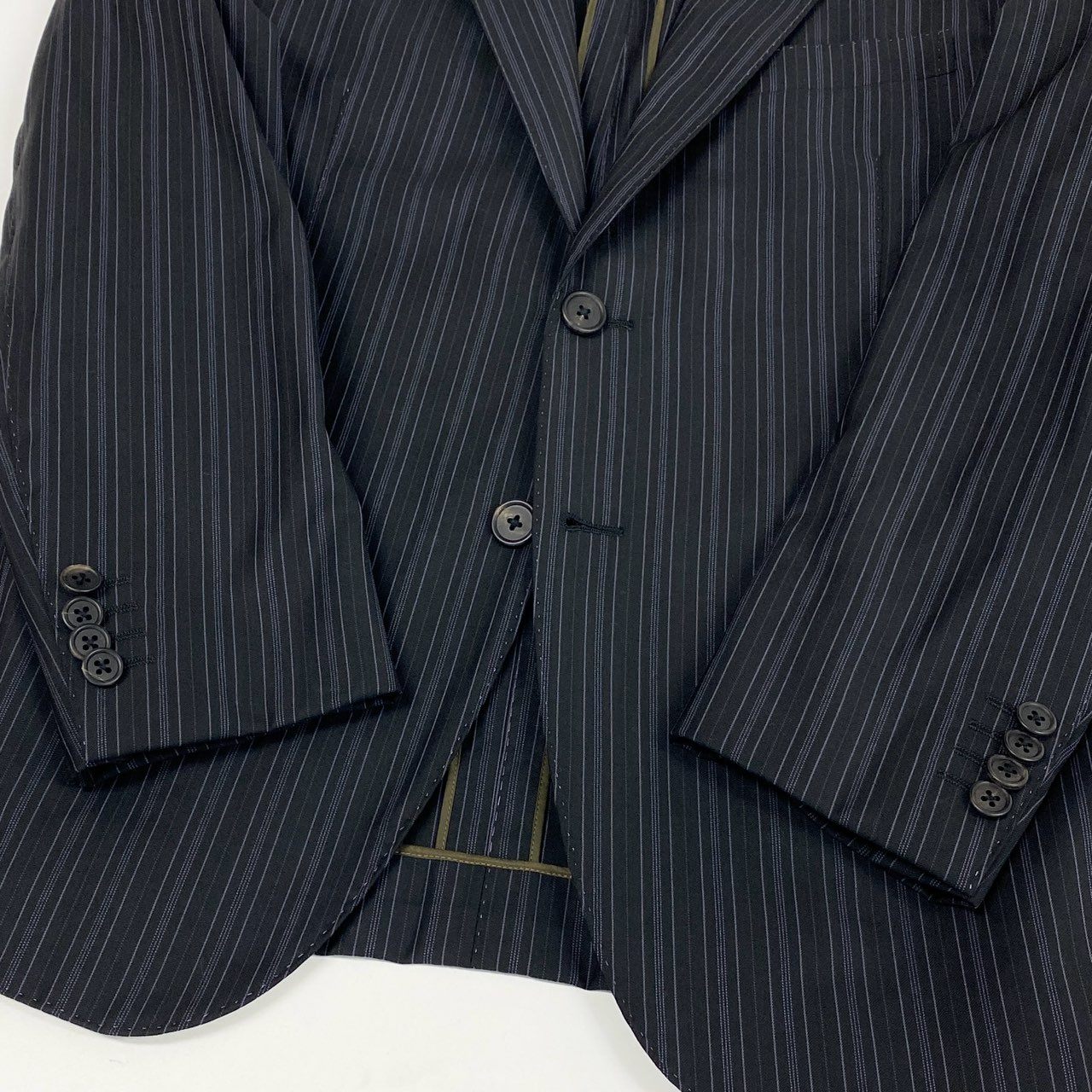 69L17 Paul Smith LONDON ポールスミス シングルスーツジャケット ストライプ柄 ロロピアーナ生地 M2 ブラック レディース 女性用u02t