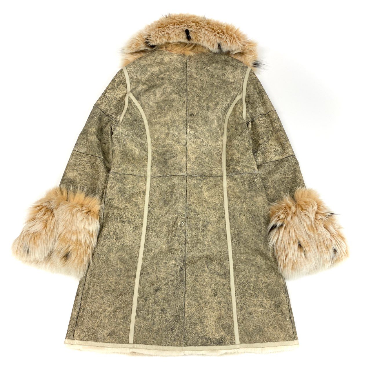 35k2《超希少》 リンクス × ミンク ロングコート 92cm ホワイト 最高級本毛皮 LYNX × MINK FUR リアルファーt18r