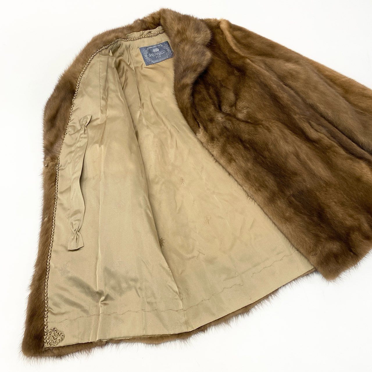 39k1《美品》 SAN MARCO サンマルコ パステルミンク ファーコート 11 ライトブラウン 本毛皮 MINK FUR COATt18r
