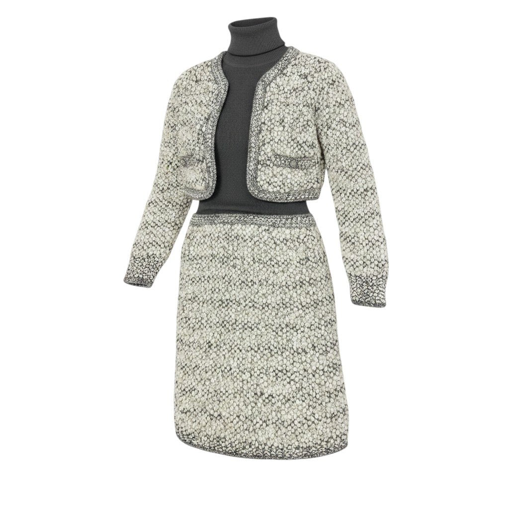 Cg10 【美品】CHANEL 2016年 シルクウール ドッキングドレス P54439 34サイズ グレー系 ウール100％ レディース 女性用ta1