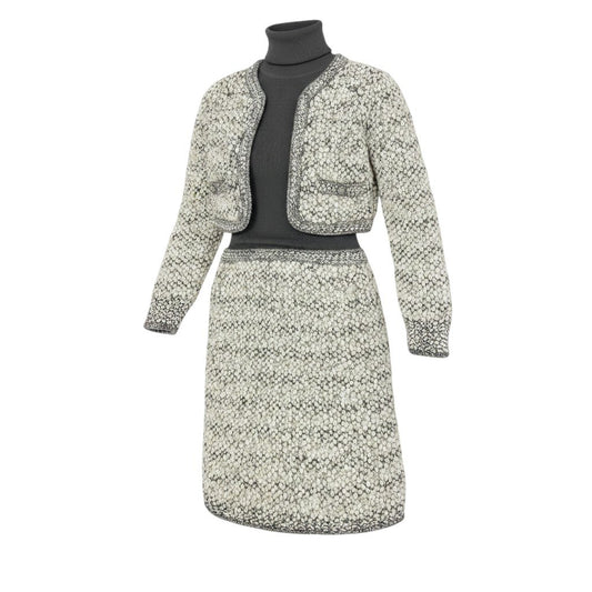 Cg10 【美品】CHANEL 2016年 シルクウール ドッキングドレス P54439 34サイズ グレー系 ウール100％ レディース 女性用ta1