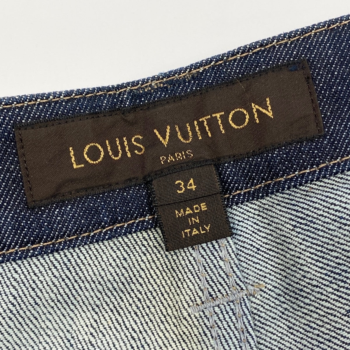 If5 LOUIS VUITTON ルイヴィトン モノグラム刺繡 デニム ハーフパンツ ストレッチ サイズ34 インディゴ レディース 女性服u02t