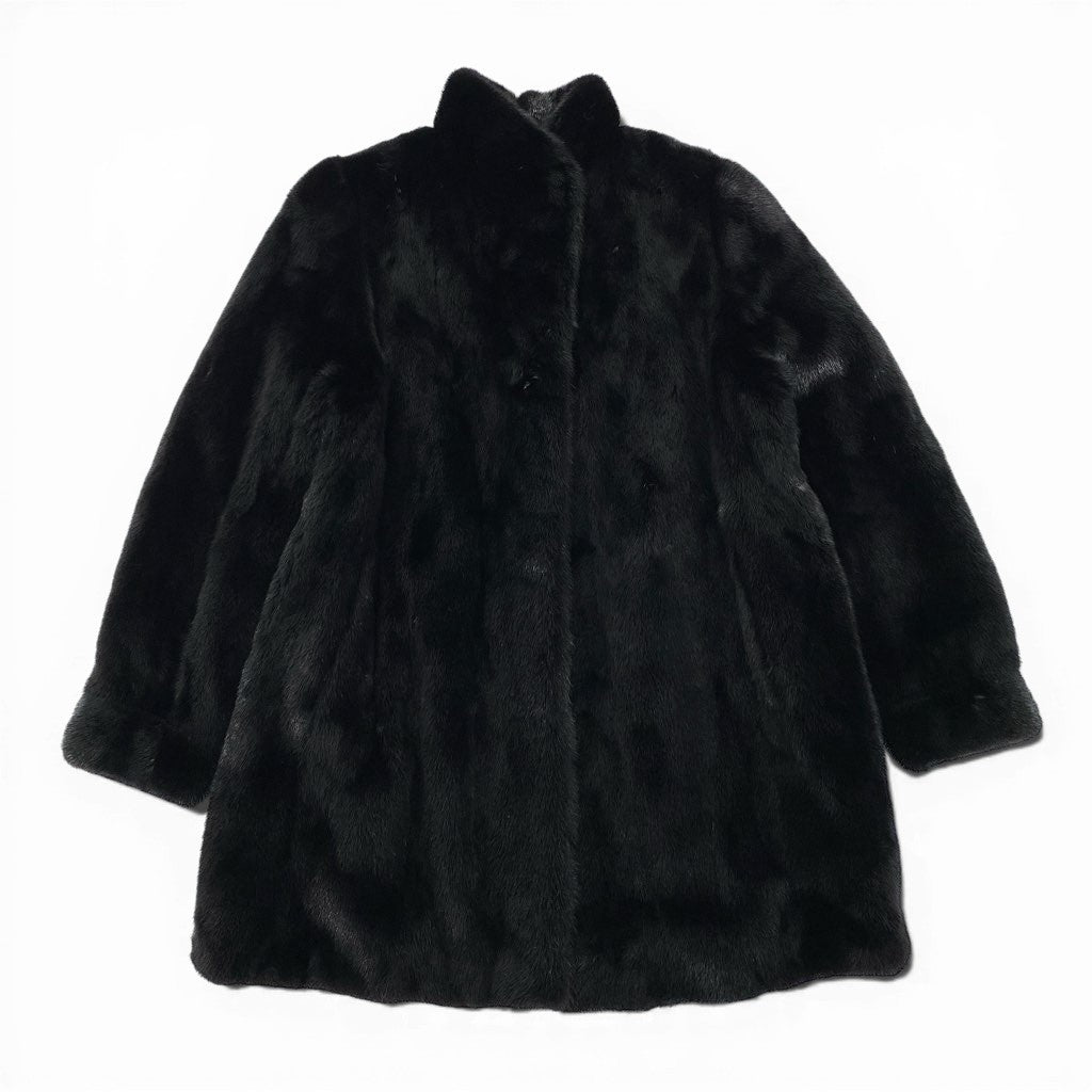 16l27 AMERICAN FUR AWARDS アメリカンファーアワード 4つ星 ダークミンク ファーコート サイズF ブラック 最高級本毛皮 タグ付t18r