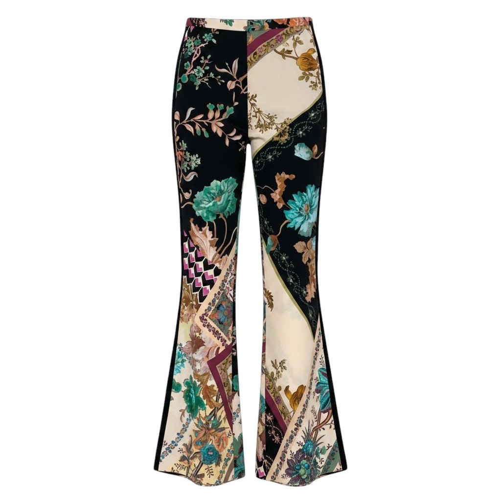 12f5 ETRO エトロ 美しい花柄プリント レーヨンパンツ ロング  サイズ38 イタリア製 マルチカラー レーヨン100％ レディース 女性服u02t