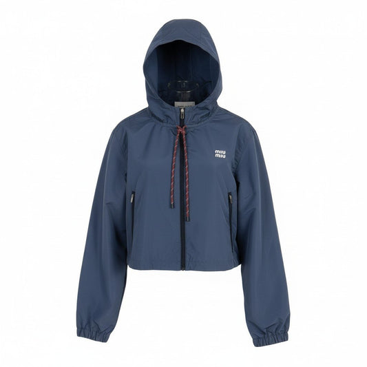 d6 miu miu ミュウミュウ テクニカルファブリック クロップドブルゾン ジャケット サイズ38 ネイビー レディースk02i