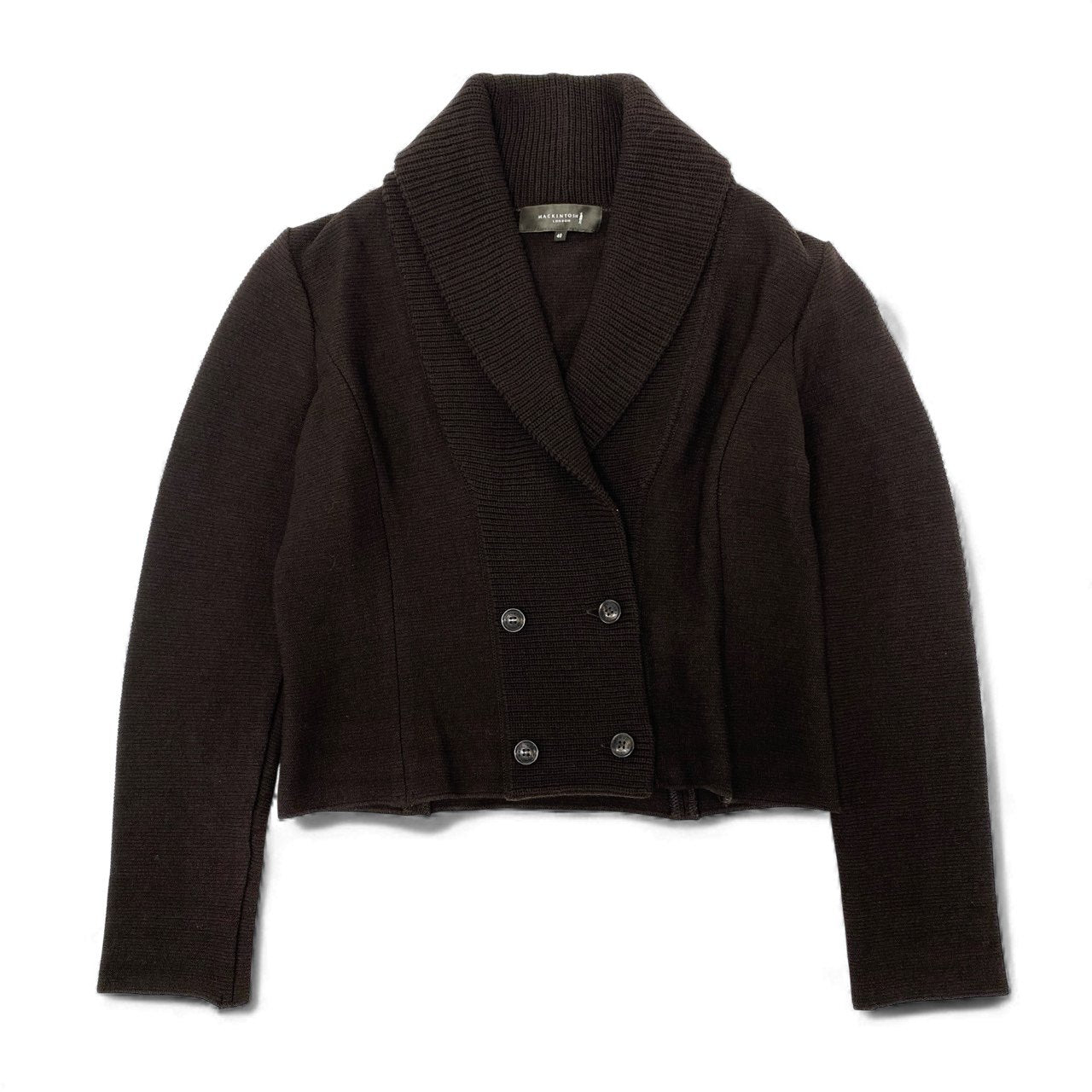 23L8 《美品》 MACKINTOSH LONDON マッキントッシュ ダブルブレスト ニットジャケット カーディガン 羽織り 40 ブラウン レディース 女性用u02t