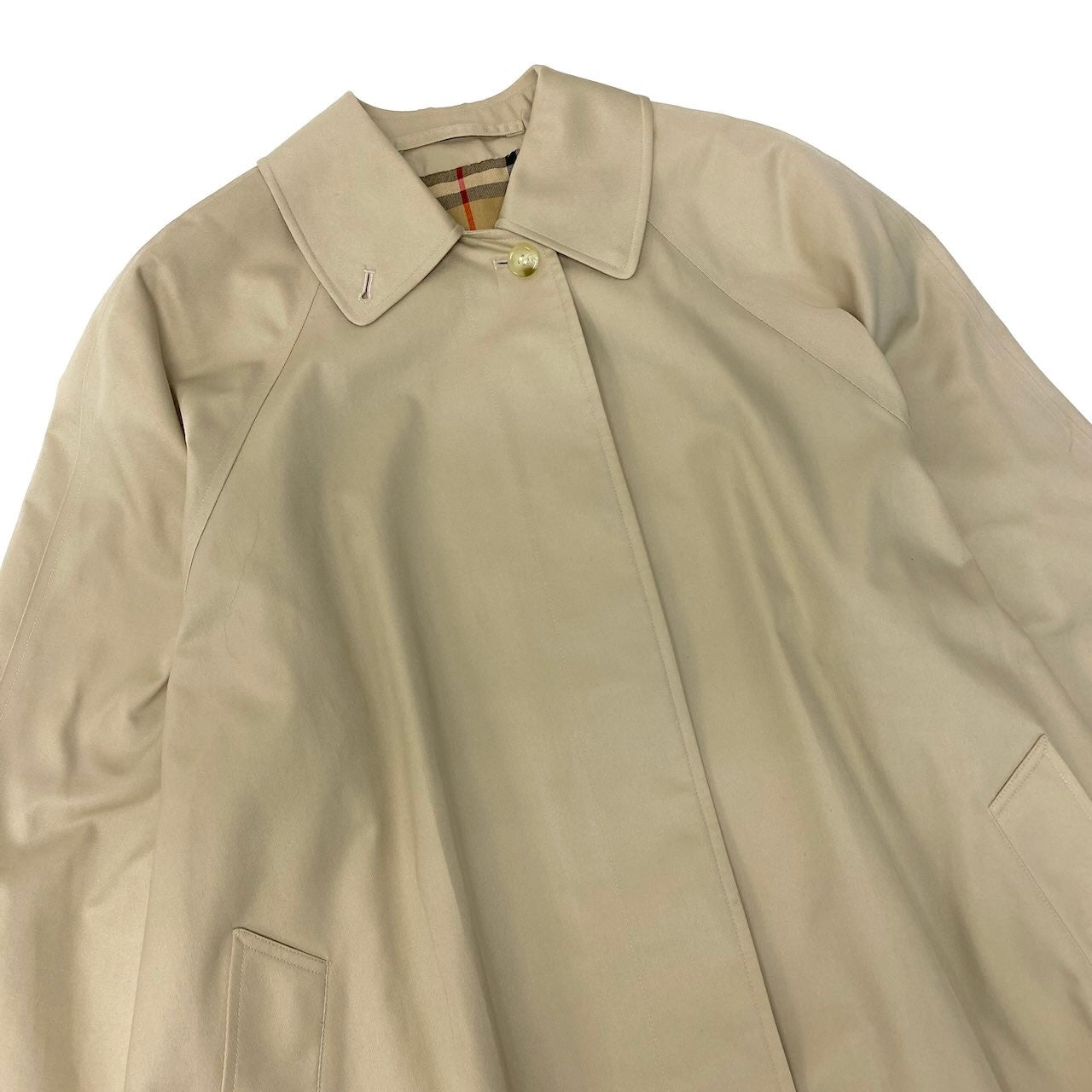 86e1 Burberrys バーバリー 英国製 ステンカラーコート ロングコート ノバチェック  ベージュ レディース 女性服u02t