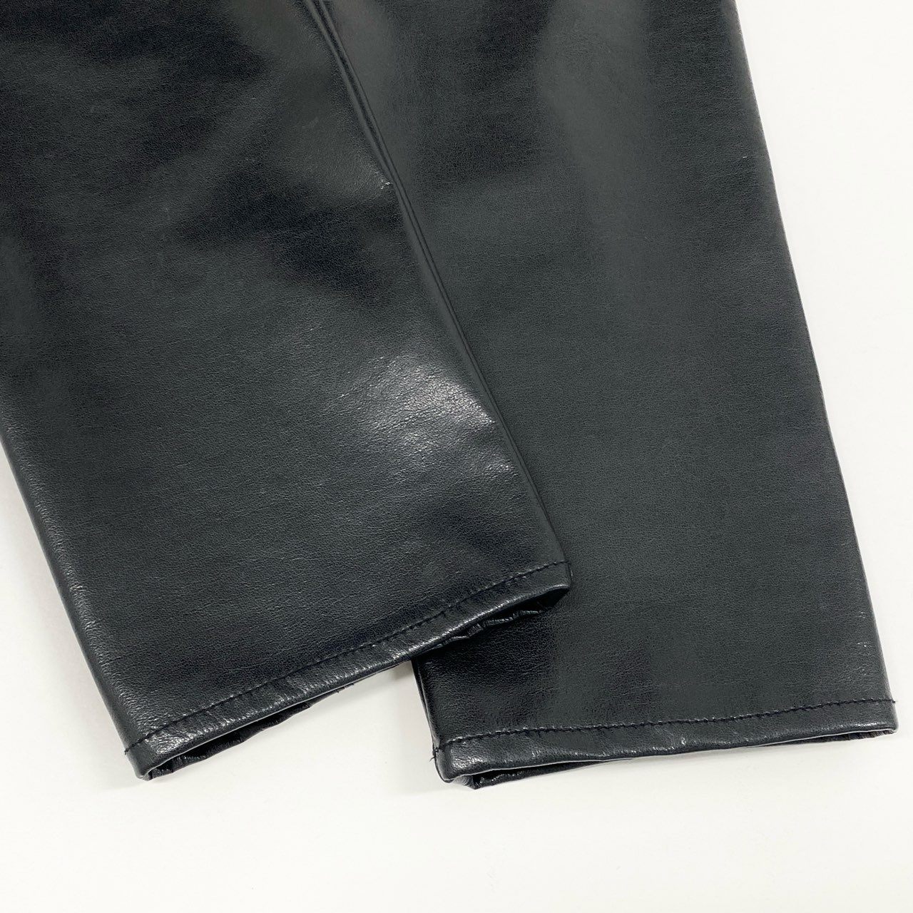66g8 【美品】 JOHN LAWRENCE SULLIVAN ジョンローレンスサリバン 切替デニムパンツ ジーンズ レザーバイカラーパンツ ヴィーガンレザー レディース 女性用 JLSW-38 XS ブルー×ブラック