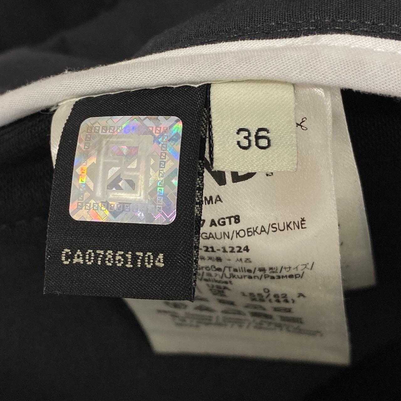 e11 FENDI タイトミニスカート コットンスカート イタリア製 12CPF-21-1224 36サイズ ブラック レディース 女性用k02i