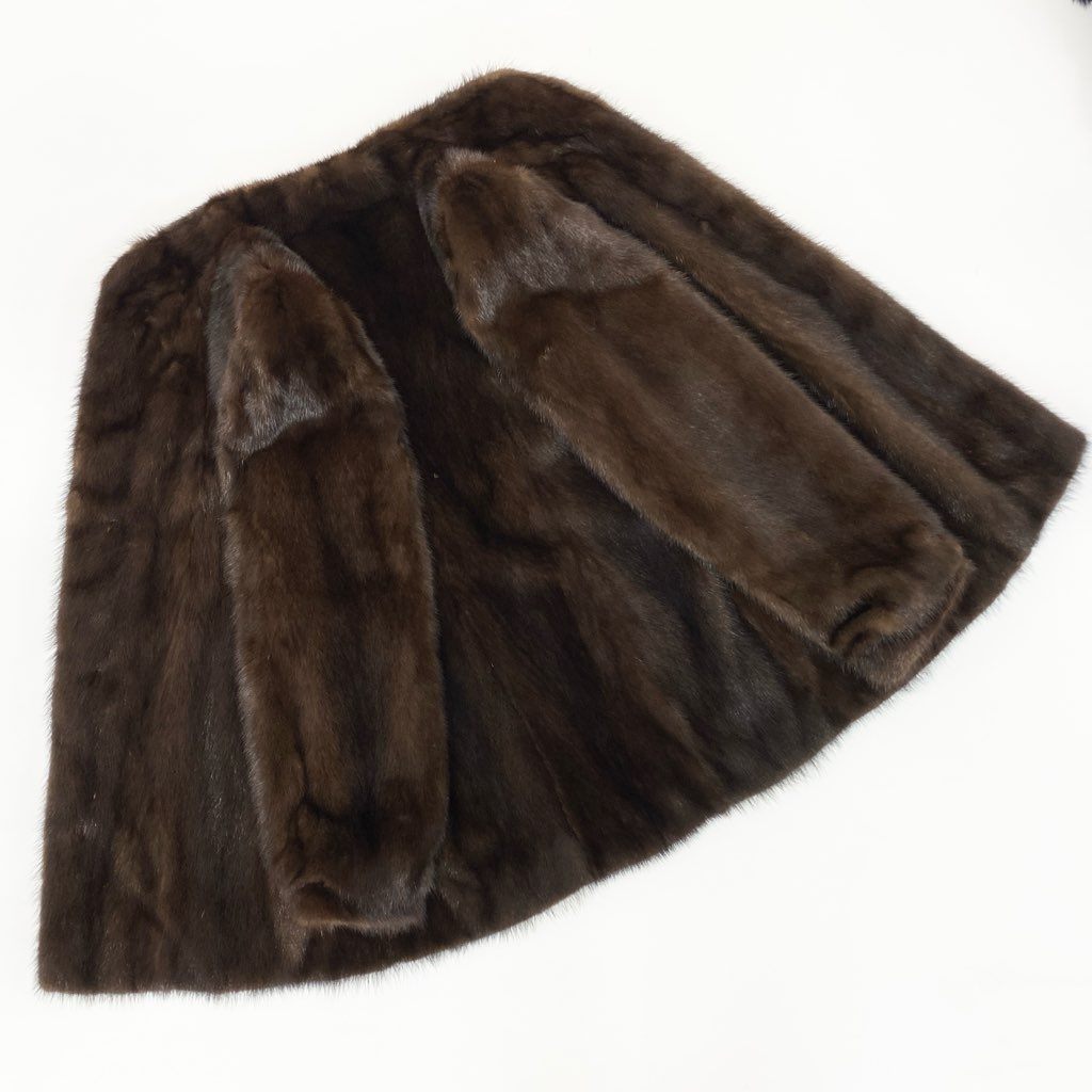 7L22 デミバフミンク ファーコート サイズ11 ブラウン 本毛皮 MINK FUR ポケット有 毛質◎ 毛並み◎ リアルファーt18r