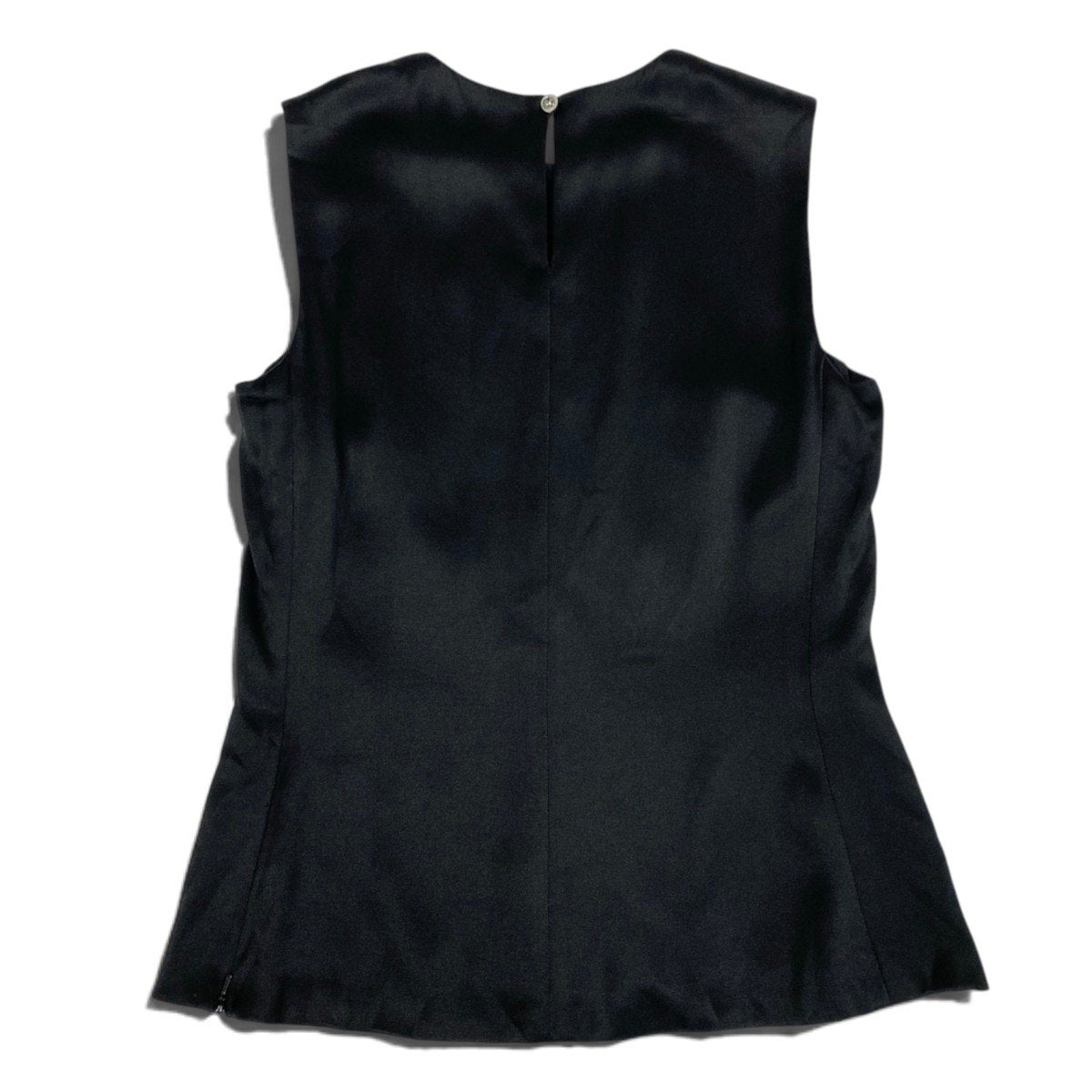 Ei7 Christian Dior クリスチャンディオール ガリアーノ期 ノースリーブカットソー トップス 38 ブラック シルク100％ レディースo07t