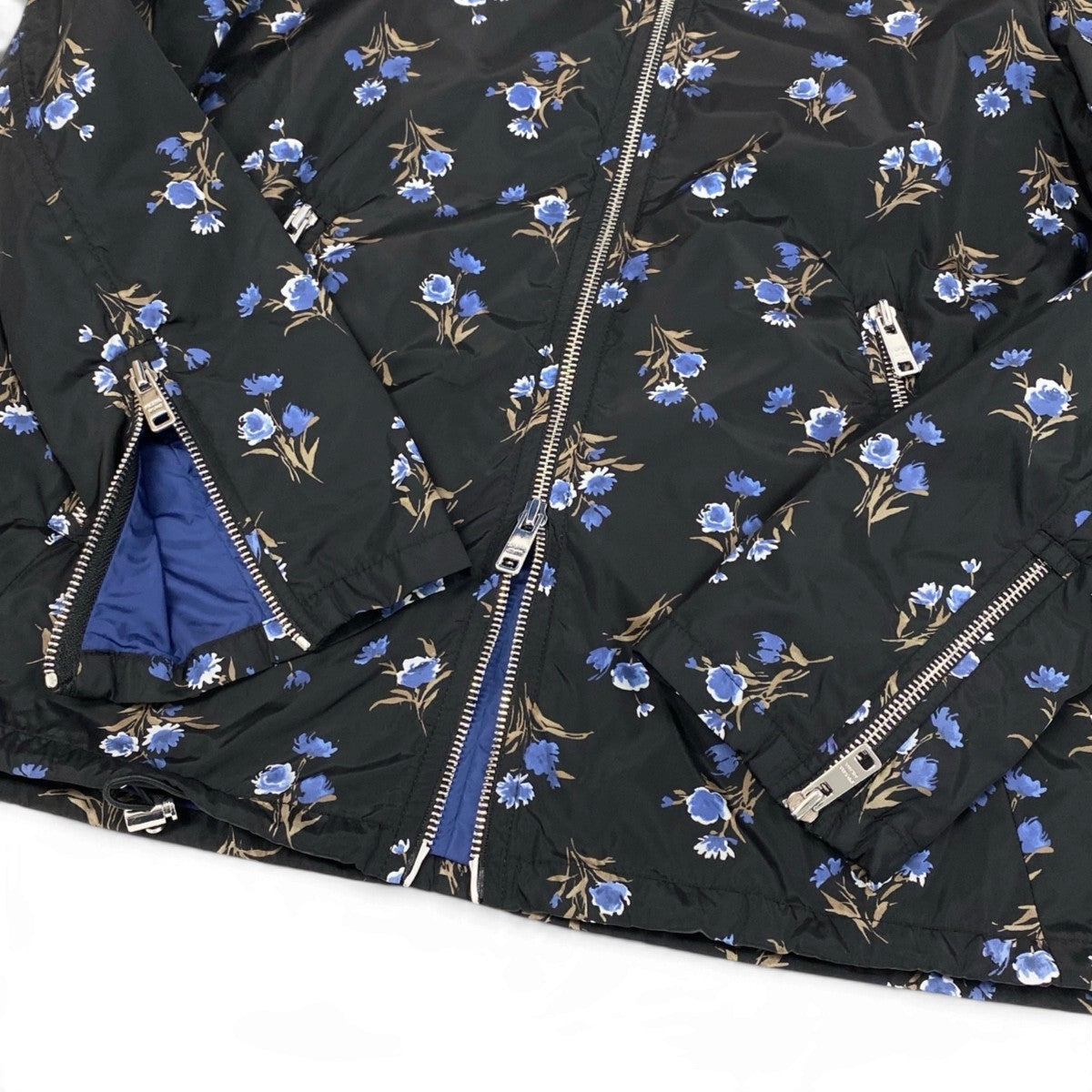 Ej15 【美品】 PRADA プラダ 三角ロゴ 花柄 ナイロンジャケット パーカー 29Z597 サイズ36 ブラック ナイロン100％ レディースo07t