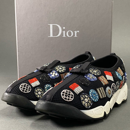 5i27 Dior ディオール イタリア製 メッシュ フュージョン ローカットスニーカー  シューズ 37.5 ブラック マルチカラー