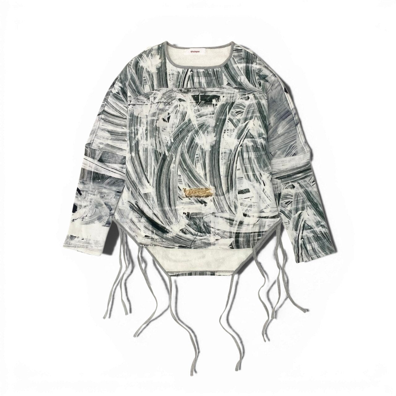 68c24 chalayan フセイン チャラヤン グラフィックプリントスウェット 変形スウェットトップス Mサイズ マルチカラー コットン100％ メンズ 男性用u02t