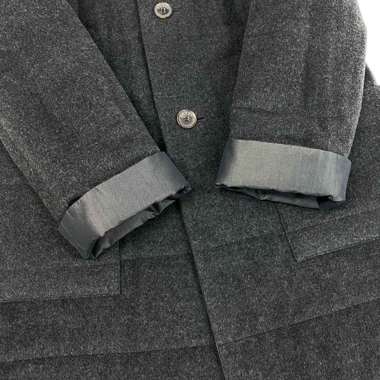 13j29 《美品》FOXEY フォクシー リバーシブルコート ロングコート フーディー アウター カシミヤ混 Fサイズ グレー レディースu02t