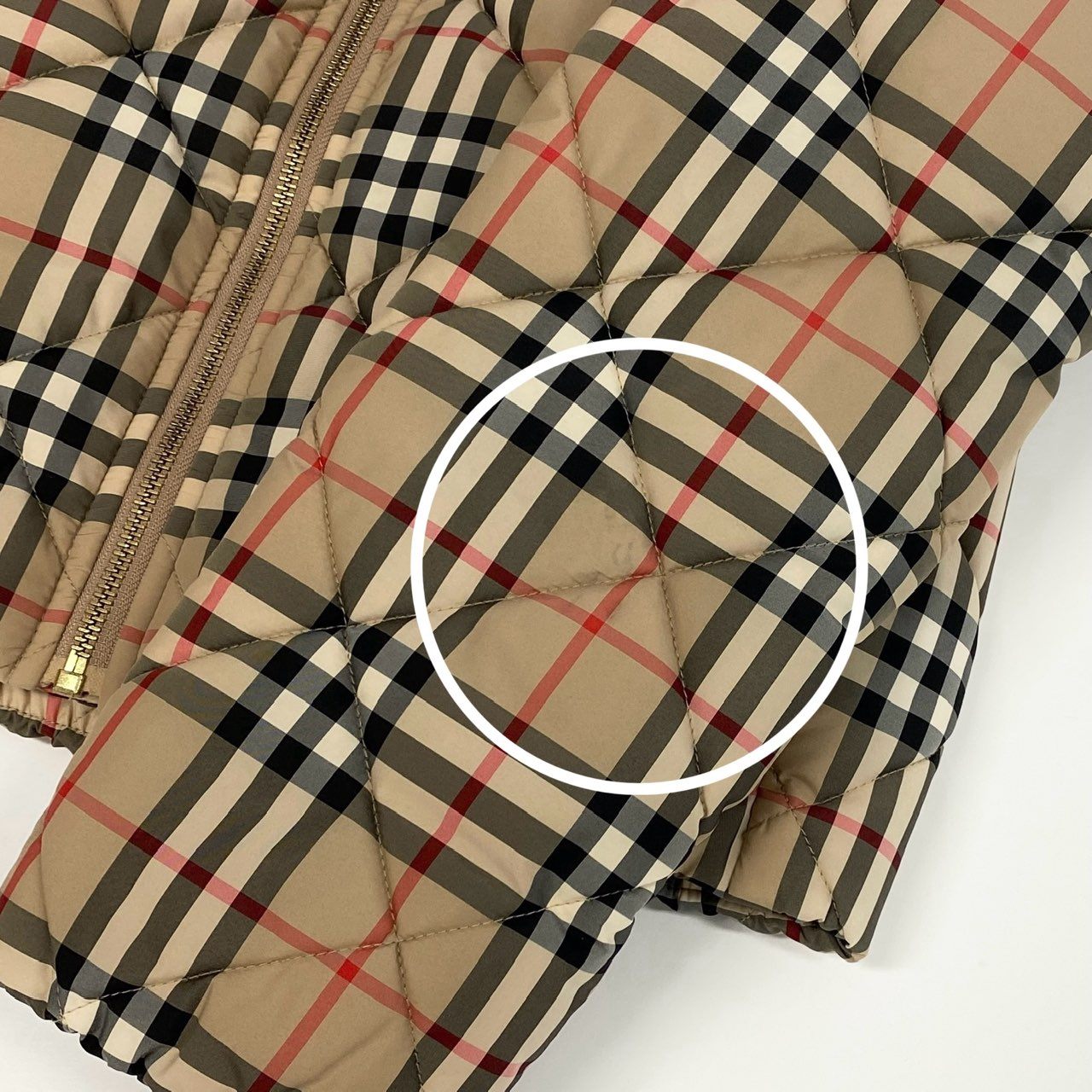 Ic18 BURBERRY バーバリー ノバチェック 中綿ジャケット ノーカラージャケット ジャンパー レディース 女性服 14Y/レディースM相当 ベージュ系k02i