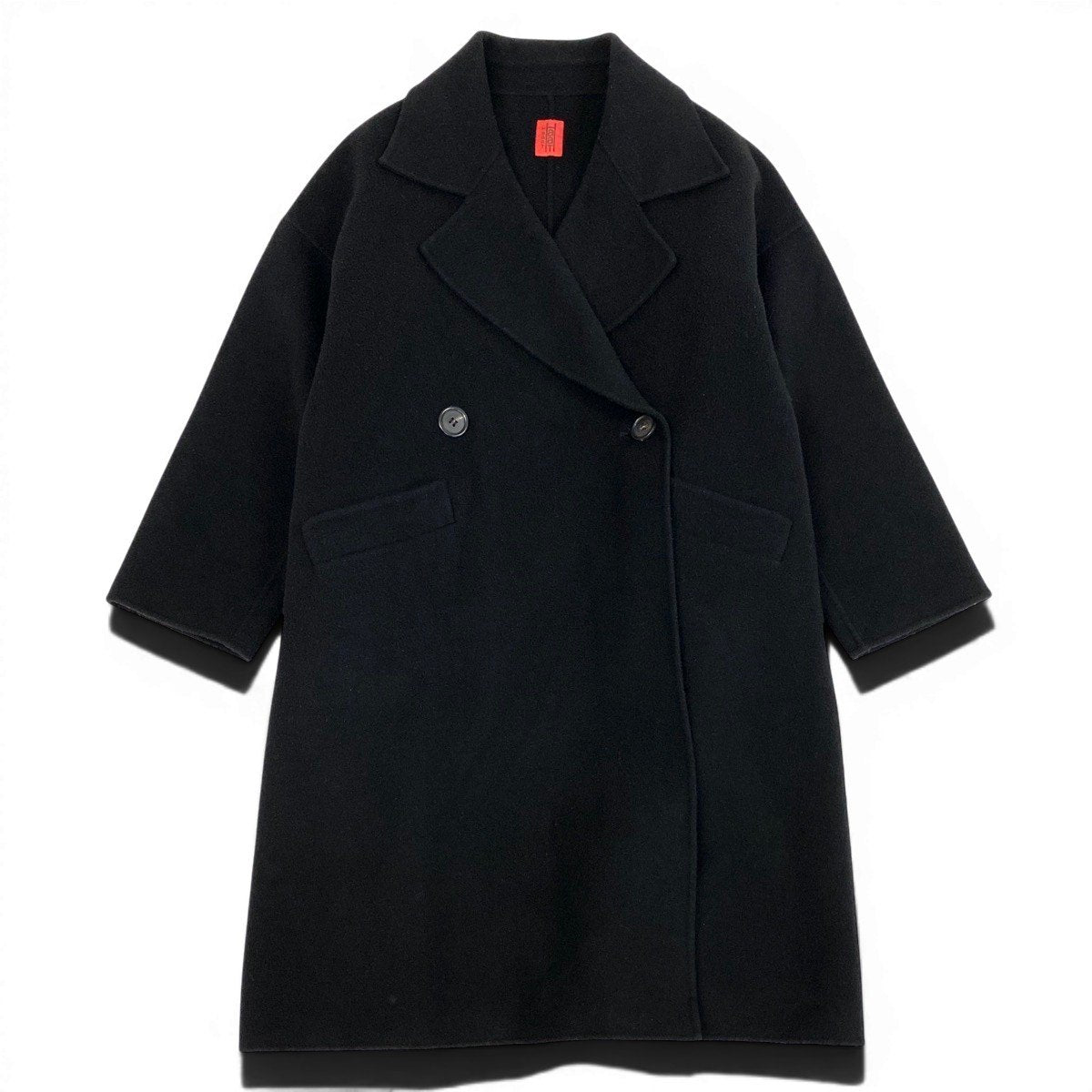 Af27 ISSEY MIYAKE Haat イッセイミヤケ ハート ダブルブレスト ロングコート HA93FA710 サイズ2 ブラック ウール100％ レディースo07t