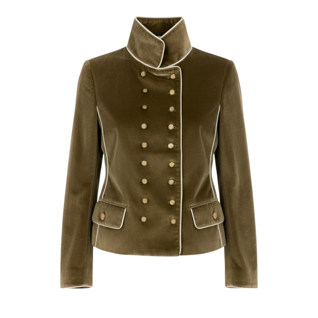 i19 DOLCE＆GABBANA 2006AW ランウェイ着 ナポレオンジャケット イタリア製 36サイズ ブラウン コットン100％ レディース 女性用u02t
