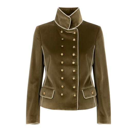 i19 DOLCE＆GABBANA 2006AW ランウェイ着 ナポレオンジャケット イタリア製 36サイズ ブラウン コットン100％ レディース 女性用u02t