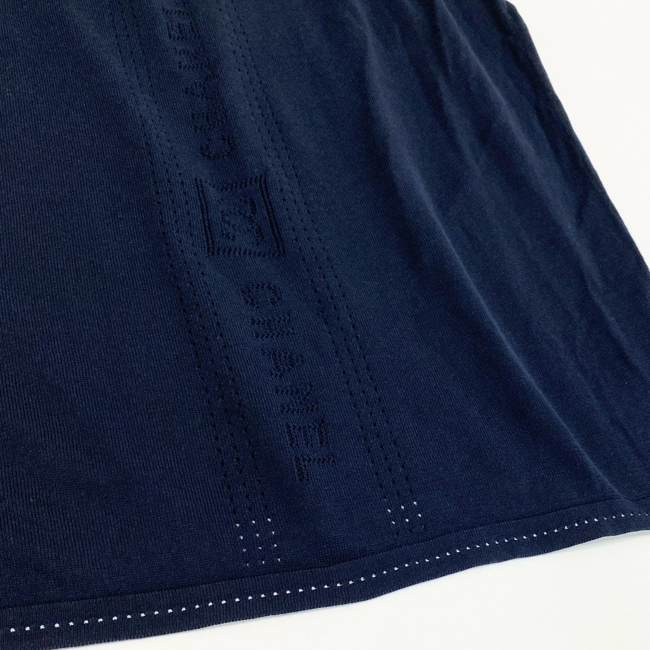 70a15 CHANEL SPORT シャネル スポーツ 2007年 P30104 フロントココマーク ジャガードロゴ ショートタンクトップ ニット素材 サイズ40 ネイビー レディース トップスta1