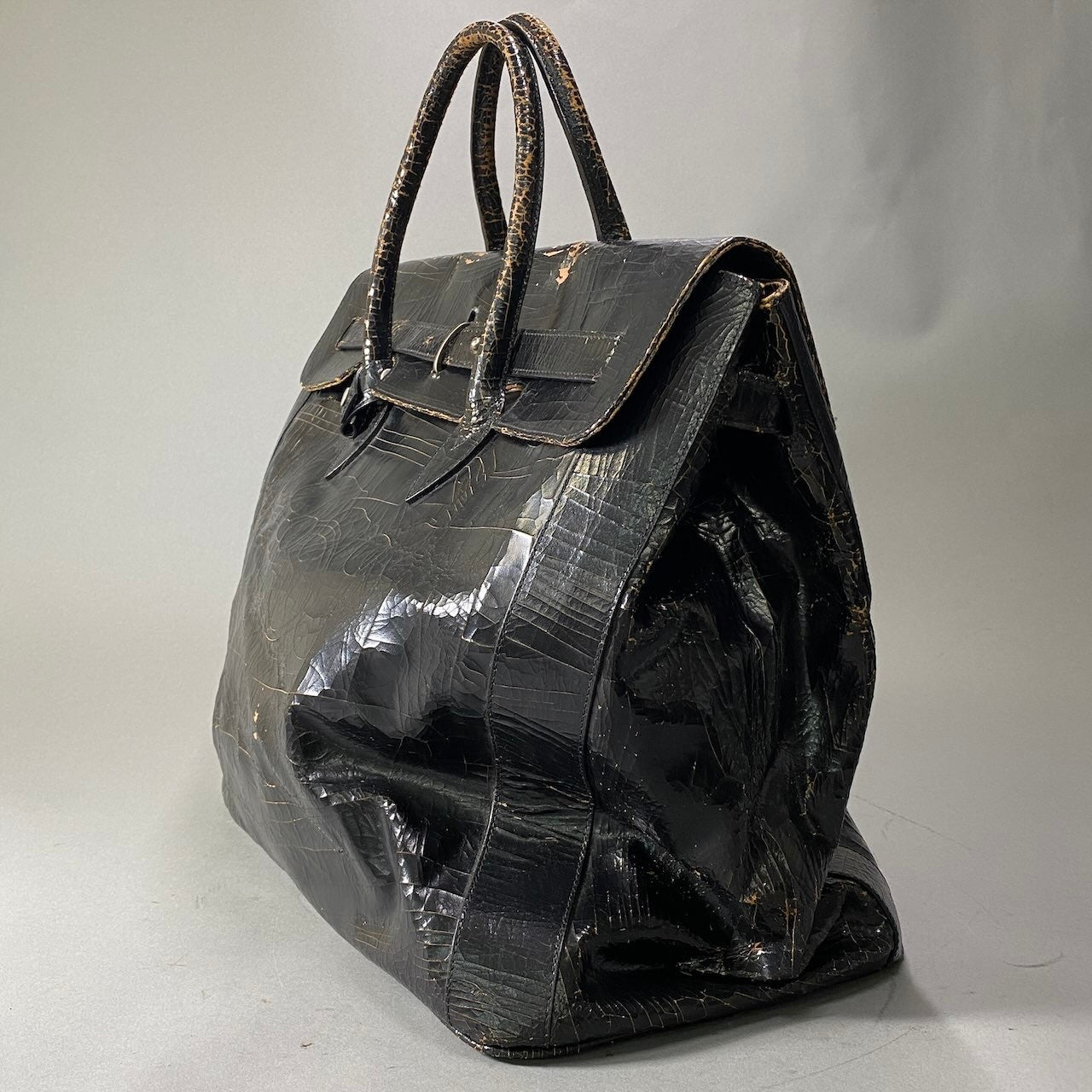 Bd23【希少品】 MARC MARMEL マークマーメル Herman ハーマン トートバック レザーバック クラック加工 大容量 Lサイズ ダークブラウン メンズ 紳士用k02i