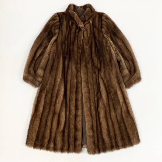 9L19 スカンブラウンミンク 丈103cm 超ロングコート 希少デザイン サイズS 茶系 最高級本毛皮 MINK FURt18r