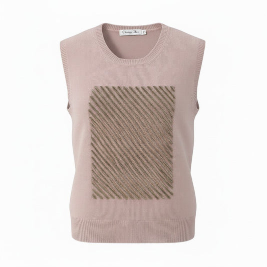 Ed15 Christian Dior クリスチャンディオール カシミヤ100 ビジュー ニットトップ Cashmere Bijou Knit Top サイズ40 ピンク 近年モデルt18r