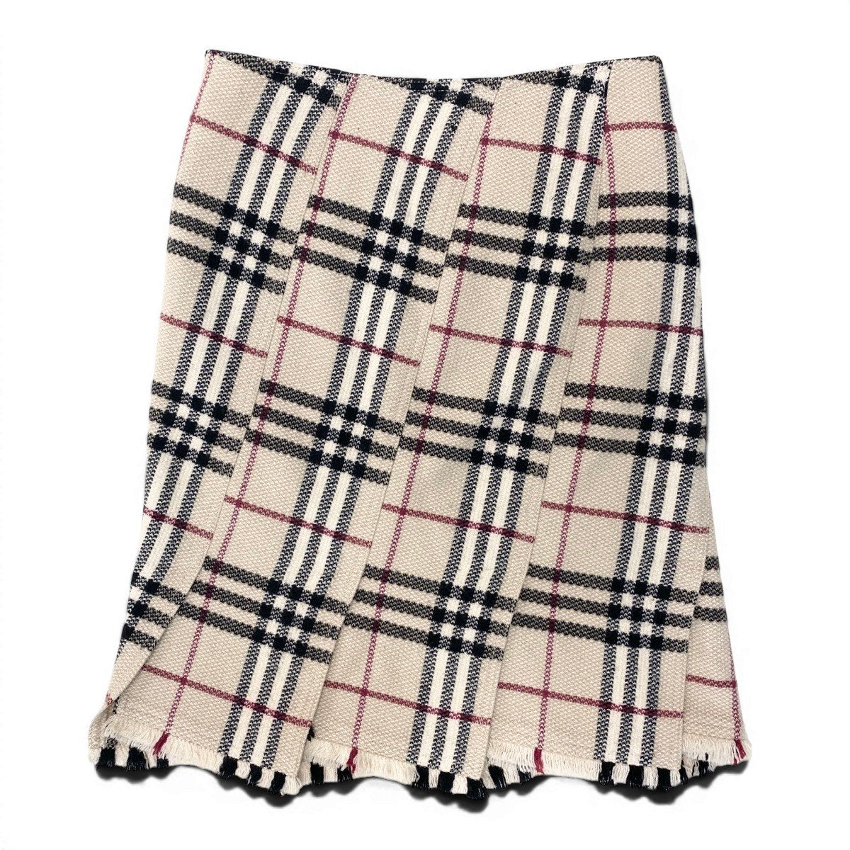18f15 BURBERRY LONDON バーバリーロンドン チェック柄 スカート 再構築 カットオフ ボトムス 38 ベージュ ウール レディースo07t