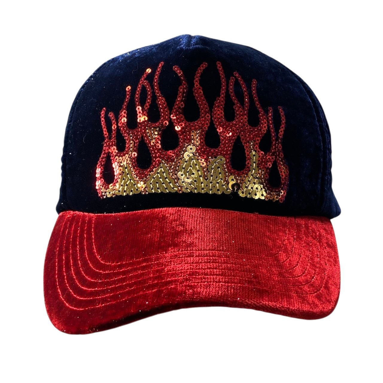 licien pellat-finet ルシアンペラフィネ スパンコールファイアー ラメキャップ Sequin Fire Glitter Cap F レッド ネイビー 帽子
