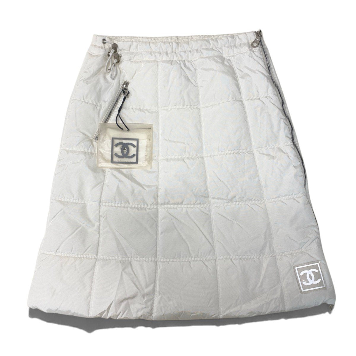 i13 CHANEL SPORT シャネルスポーツ 00A ココマーク キルティングスカート Vintage CC Quilting Skirt P16393 サイズ34 ホワイトt18r
