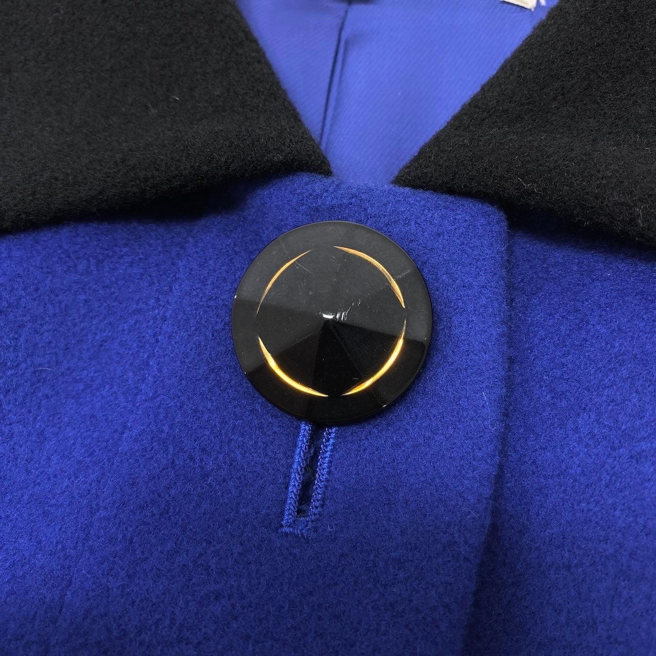 48e28 GIVENCHY ジバンシー ステンカラーコート ウールコート 花柄刺繡 バイカラー カシミア混 大きいサイズ 15 ブルー ブラック レディース 女性服o07t