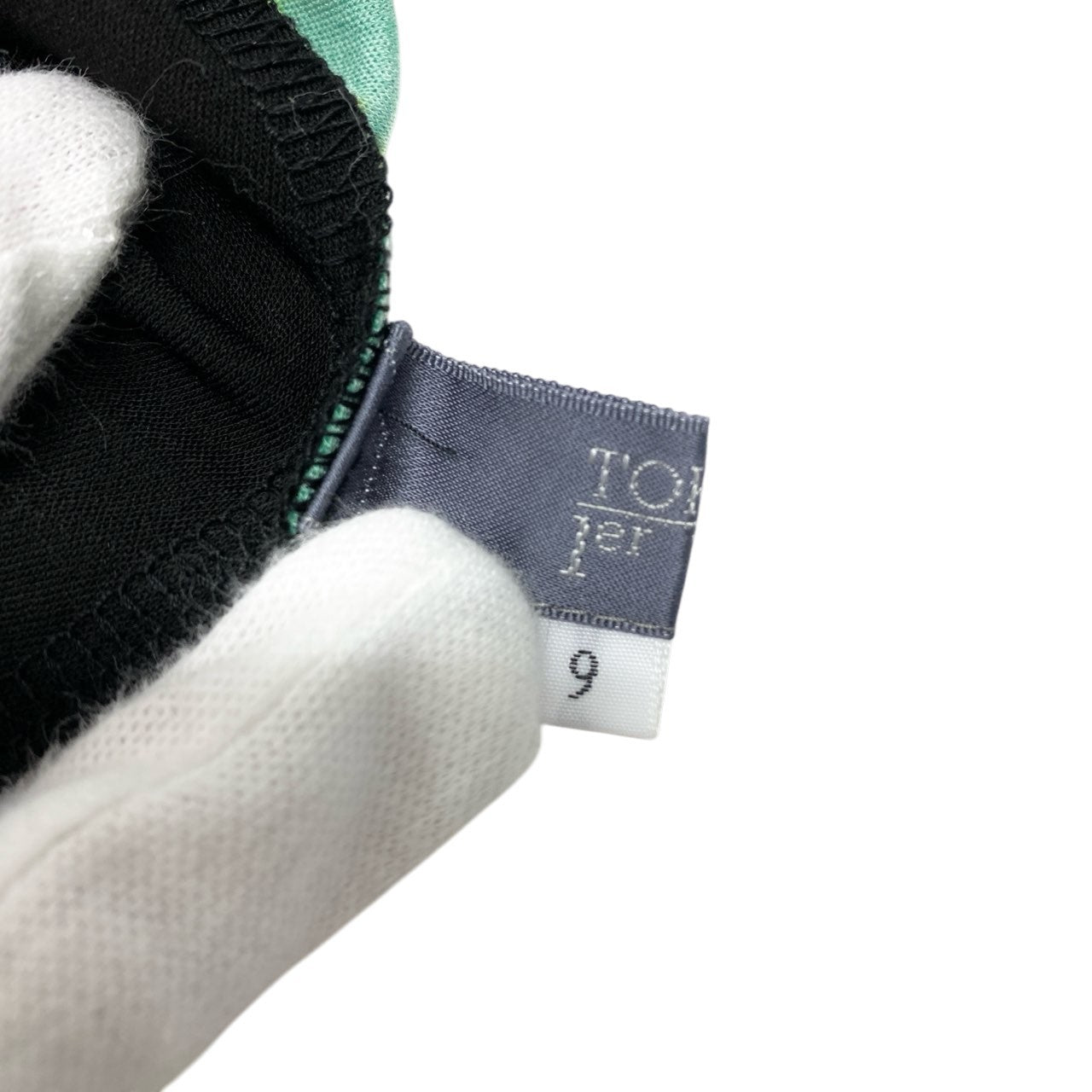 15c5 【美品】 TOKUKO 1er VOL トクコプルミエヴォル フレンチスリーブワンピース 半袖 サボテン柄 バイカラー Aライン レディース 女性服 サイズ9 ブラック ブルーu02t