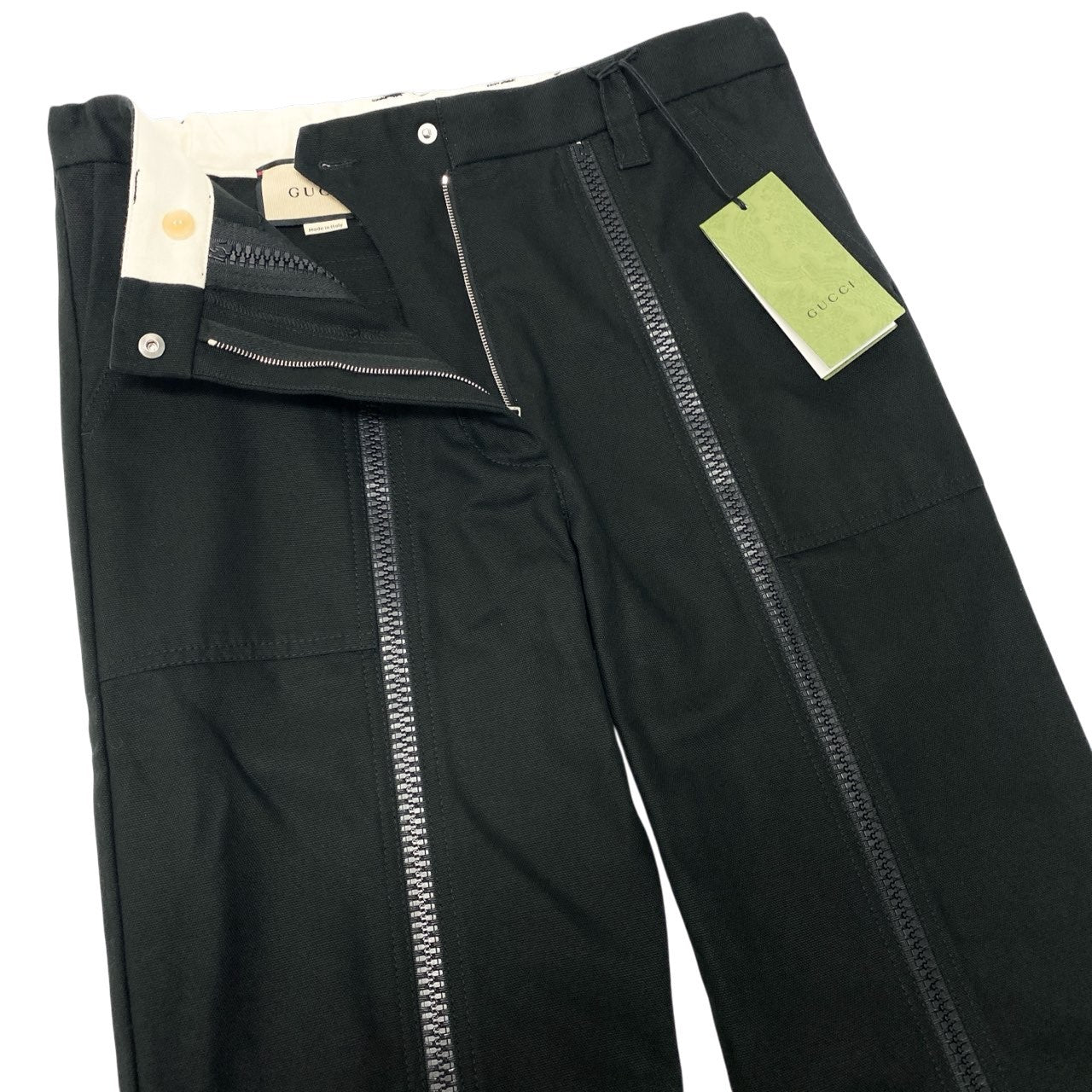 Ic5 【新品保管品】GUCCI グッチ センタージップパンツ コットンパンツ ボトムス 42サイズ ブラック コットン100％ レディース 女性用o07t